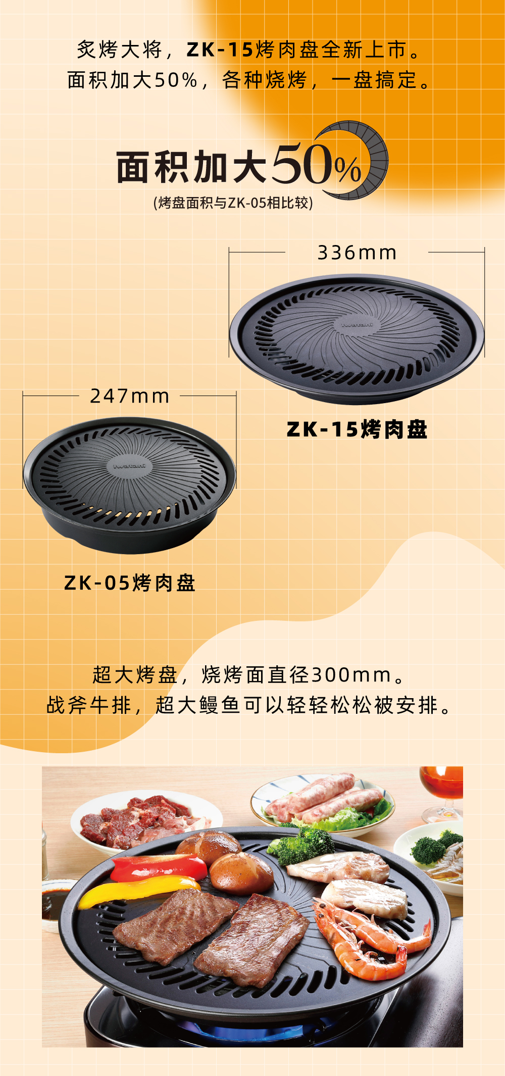 炙烤大將，zk-15全新上市。面積加大50%，各種燒烤，一盤搞定。